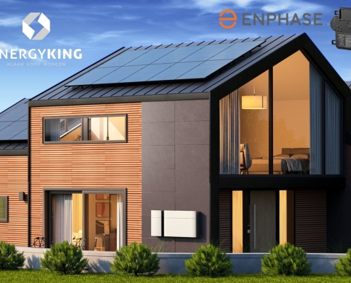 House with Enphase solar panels and Enphase batteries