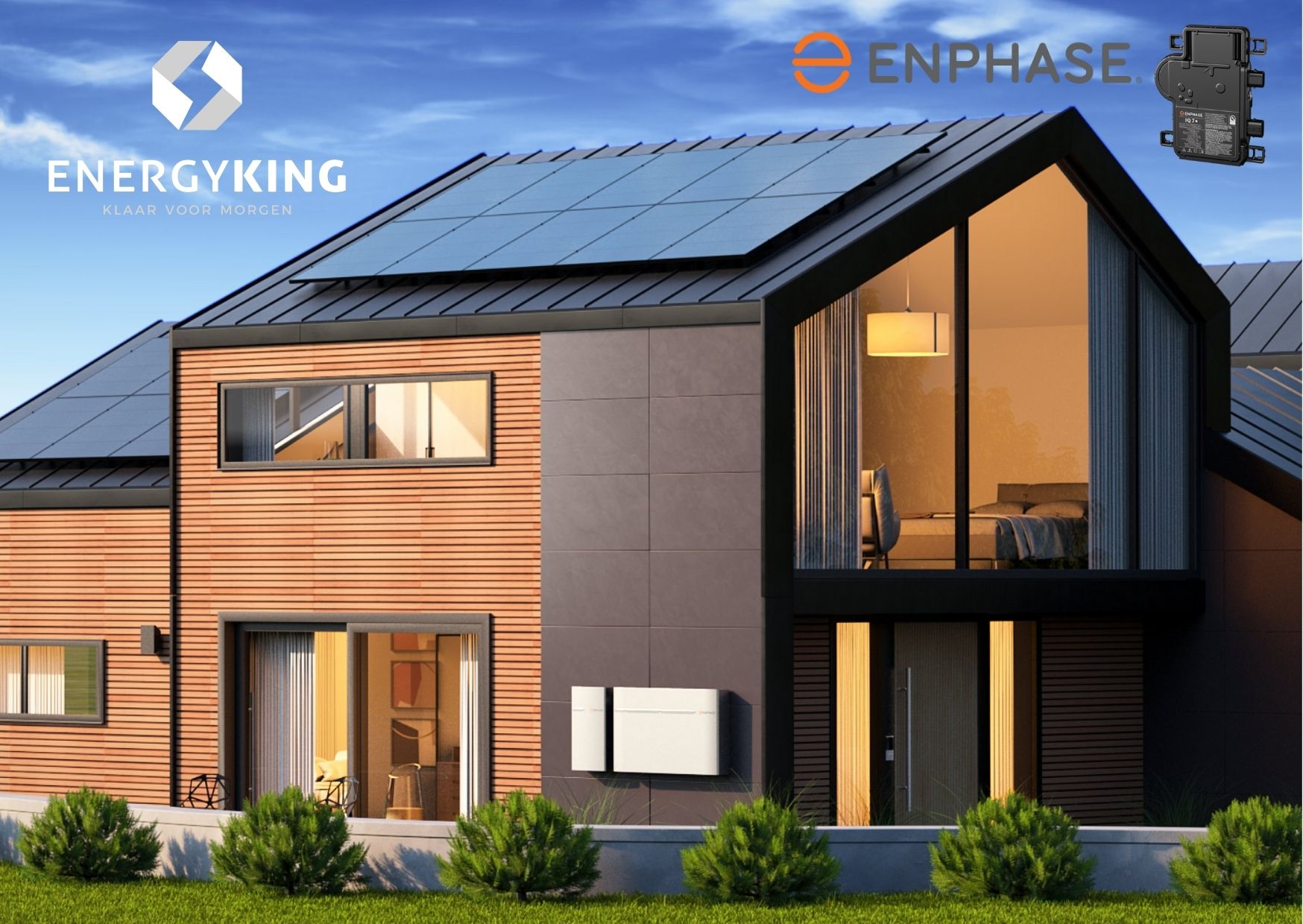 House with Enphase solar panels and Enphase batteries